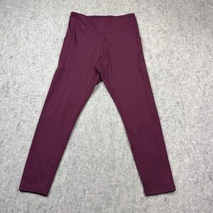 Women's Tek Gear Ultrastretch High-Waisted Side Pocket 7/8 Leggings L Burgandy